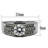 TK354 - Stainless Steel Ring High polished (no plating) Men AAA Grade CZ Clear