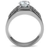 TK354 - Stainless Steel Ring High polished (no plating) Men AAA Grade CZ Clear