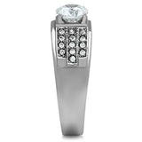 TK354 - Stainless Steel Ring High polished (no plating) Men AAA Grade CZ Clear