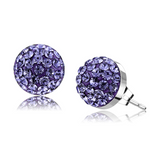 TK3551 - High polished (no plating) Stainless Steel Earrings with Top Grade Crystal  in Tanzanite