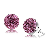 TK3553 - High polished (no plating) Stainless Steel Earrings with Top Grade Crystal  in Rose