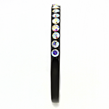 TK3556 - Stainless Steel Ring IP Black(Ion Plating) Women Top Grade Crystal Aurora Borealis (Rainbow Effect)