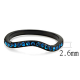 TK3557 - Stainless Steel Ring IP Black(Ion Plating) Women Top Grade Crystal Blue Zircon