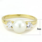 TK3567 - Stainless Steel Ring IP Gold(Ion Plating) Women Synthetic White