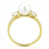 TK3567 - Stainless Steel Ring IP Gold(Ion Plating) Women Synthetic White