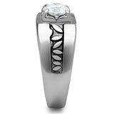 TK356 - Stainless Steel Ring High polished (no plating) Men AAA Grade CZ Clear