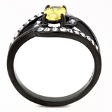 TK3571 - Stainless Steel Ring IP Black(Ion Plating) Women AAA Grade CZ Topaz