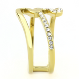 TK3574 - Stainless Steel Ring IP Gold(Ion Plating) Women Top Grade Crystal Clear