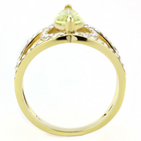 TK3578 - IP Gold(Ion Plating) Stainless Steel Ring with AAA Grade CZ  in Apple Green color