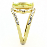 TK3578 - IP Gold(Ion Plating) Stainless Steel Ring with AAA Grade CZ  in Apple Green color