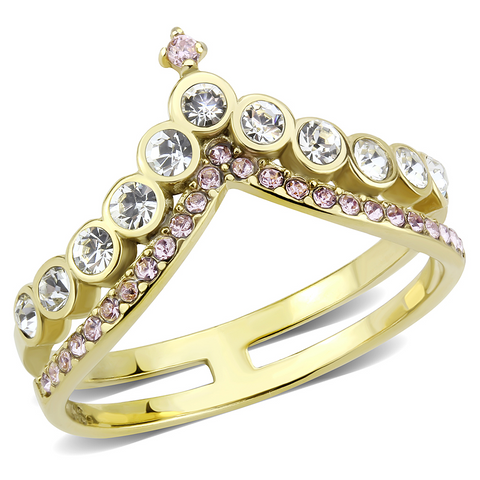 TK3587 - Stainless Steel Ring IP Gold(Ion Plating) Women AAA Grade CZ Rose