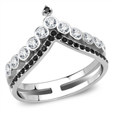 TK3588 - No Plating Stainless Steel Ring with Top Grade Crystal  in Clear