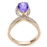 TK3589 - Stainless Steel Ring IP Rose Gold(Ion Plating) Women AAA Grade CZ Tanzanite