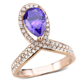 TK3589 - Stainless Steel Ring IP Rose Gold(Ion Plating) Women AAA Grade CZ Tanzanite