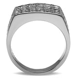 TK358 - Stainless Steel Ring High polished (no plating) Men Top Grade Crystal Clear