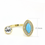 TK3592 - Stainless Steel Ring IP Gold(Ion Plating) Women Synthetic Turquoise