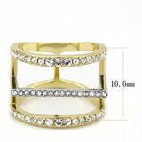 TK3593 - Two-Tone IP Gold (Ion Plating) Stainless Steel Ring with Top Grade Crystal  in Clear