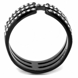 TK3594 - Stainless Steel Ring IP Black(Ion Plating) Women Top Grade Crystal Clear