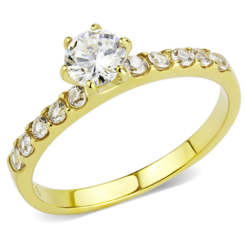 TK3605 - Stainless Steel Ring IP Gold(Ion Plating) Women AAA Grade CZ Clear