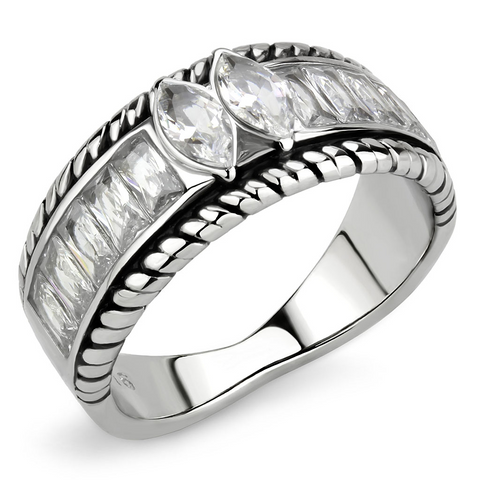 TK3606 - Stainless Steel Ring No Plating Women AAA Grade CZ Clear