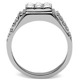 TK361 - Stainless Steel Ring High polished (no plating) Men Top Grade Crystal Clear