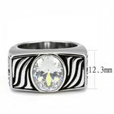 TK3620 - Stainless Steel Ring High polished (no plating) Men AAA Grade CZ Clear