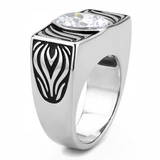 TK3620 - Stainless Steel Ring High polished (no plating) Men AAA Grade CZ Clear