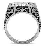 TK362 - Stainless Steel Ring High polished (no plating) Men Top Grade Crystal Clear