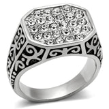 TK362 - Stainless Steel Ring High polished (no plating) Men Top Grade Crystal Clear