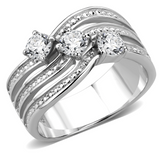 TK3633 - High polished (no plating) Stainless Steel Ring with AAA Grade CZ  in Clear