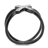 TK3635 - Stainless Steel Ring Two-Tone IP Black (Ion Plating) Women AAA Grade CZ Clear