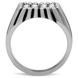 TK363 - Stainless Steel Ring High polished (no plating) Men Top Grade Crystal Clear