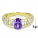 TK3641 - Stainless Steel Ring IP Gold(Ion Plating) Women AAA Grade CZ Tanzanite