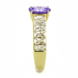 TK3641 - Stainless Steel Ring IP Gold(Ion Plating) Women AAA Grade CZ Tanzanite