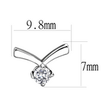 TK3657 - High polished (no plating) Stainless Steel Earrings with AAA Grade CZ  in Clear