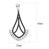 TK3664 - High polished (no plating) Stainless Steel Earrings with AAA Grade CZ  in Clear
