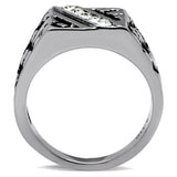 TK367 - Stainless Steel Ring High polished (no plating) Men Top Grade Crystal Clear