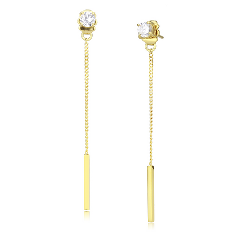 TK3681 - IP Gold(Ion Plating) Stainless Steel Earrings with AAA Grade CZ  in Clear