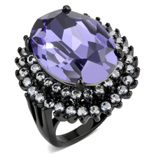 TK3687 - Stainless Steel Ring IP Black(Ion Plating) Women Top Grade Crystal Tanzanite