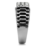TK368 - Stainless Steel Ring High polished (no plating) Men Top Grade Crystal Clear