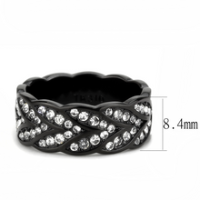 TK3691 - Stainless Steel Ring IP Black(Ion Plating) Women Top Grade Crystal Clear