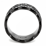 TK3691 - Stainless Steel Ring IP Black(Ion Plating) Women Top Grade Crystal Clear
