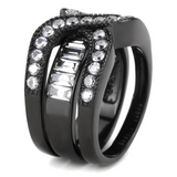 TK3694 - Stainless Steel Ring IP Black(Ion Plating) Women AAA Grade CZ Clear