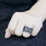 TK3694 - Stainless Steel Ring IP Black(Ion Plating) Women AAA Grade CZ Clear