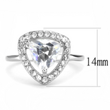 TK3699 - Stainless Steel Ring High polished (no plating) Women AAA Grade CZ Clear