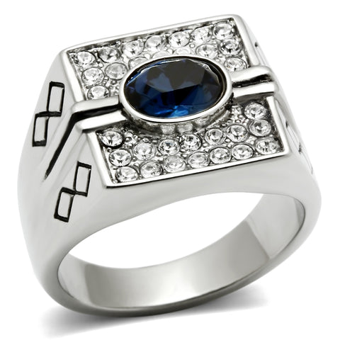 TK369 - Stainless Steel Ring High polished (no plating) Men Top Grade Crystal Montana