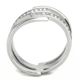 TK3702 - Stainless Steel Ring High polished (no plating) Women Top Grade Crystal Clear