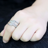 TK3702 - Stainless Steel Ring High polished (no plating) Women Top Grade Crystal Clear