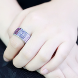 TK3703 - Stainless Steel Ring High polished (no plating) Women Top Grade Crystal Multi Color