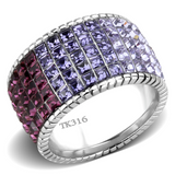 TK3703 - Stainless Steel Ring High polished (no plating) Women Top Grade Crystal Multi Color